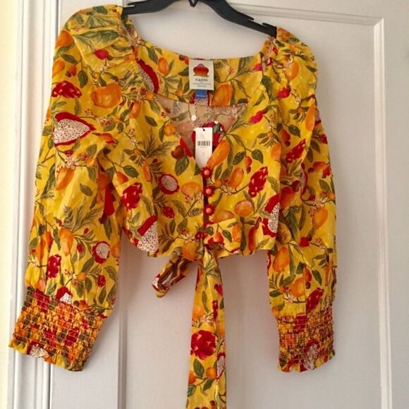 Farm Rio Deep-V Tie-Waist Top - Picture 6 of 7